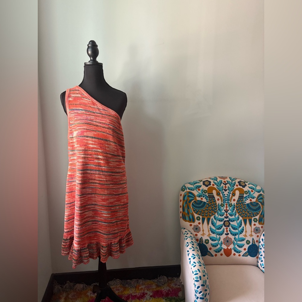 Anthropologie One Shoulder Flim Flounce Sweater Dress